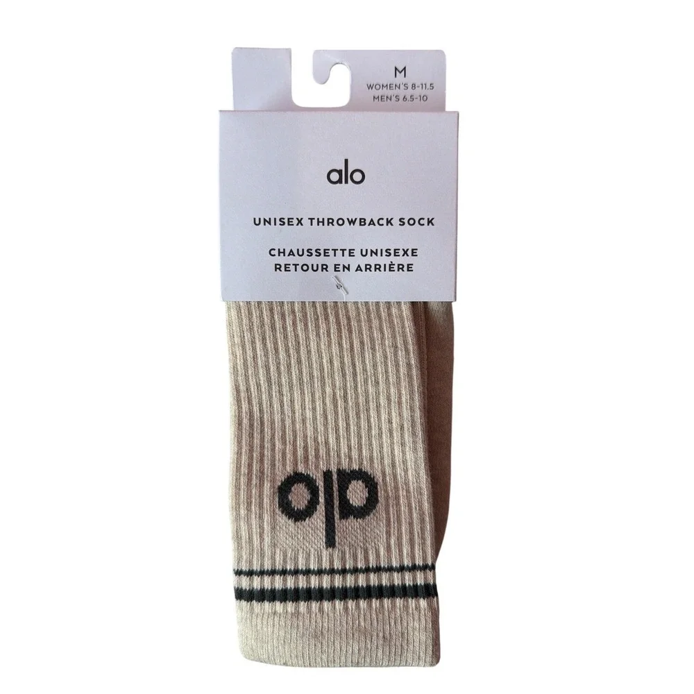 Alo Yoga Unisex Throwback Sock Oatmeal Heather‎ Charcoal Green A0357U Size M NEW